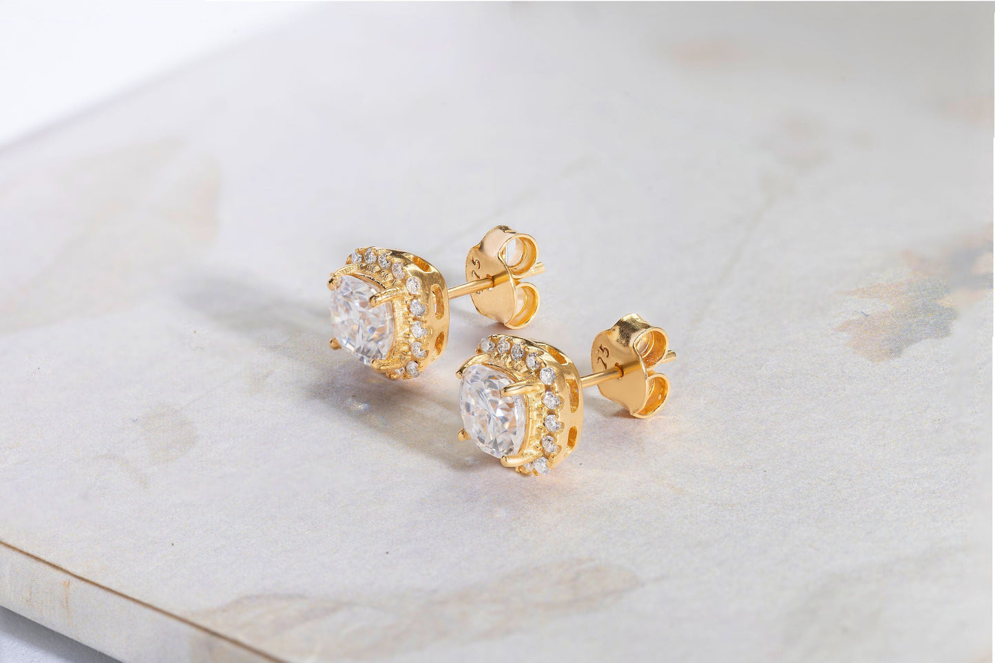 Radiance 2.4 ct Cushion Moissanite Halo 925 Silver Stud Earrings