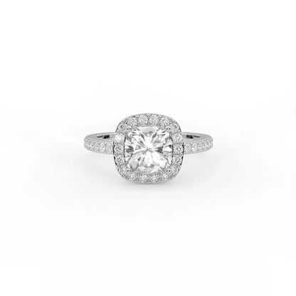 Radiant 1.2 ct Cushion Halo Moissanite 925 Silver Ring