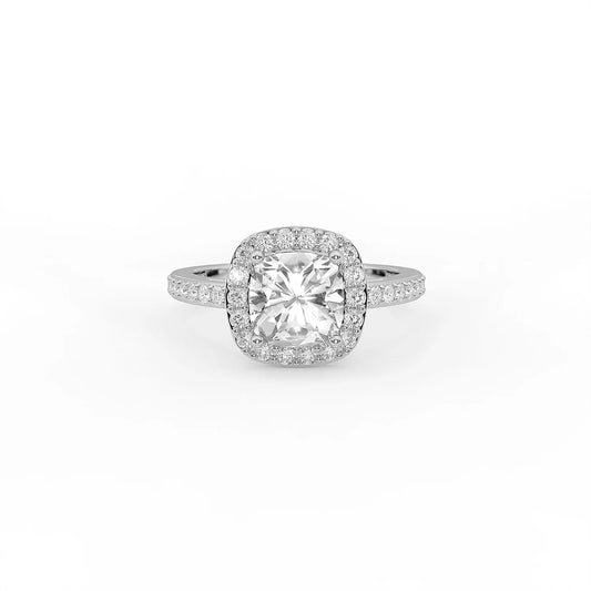 Radiant Cushion Halo Ring