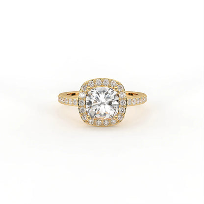 Radiant 1.2 ct Cushion Halo Moissanite 925 Silver Ring - Elegant handcrafted halo design.