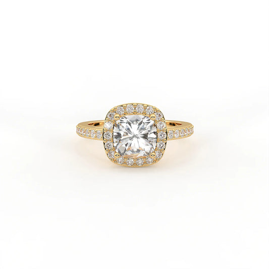 Radiant Cushion Halo Ring