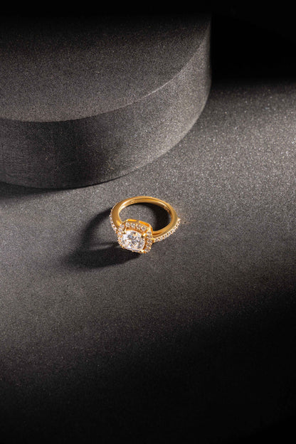 Radiant 1.2 ct Cushion Halo Moissanite 925 Silver Ring