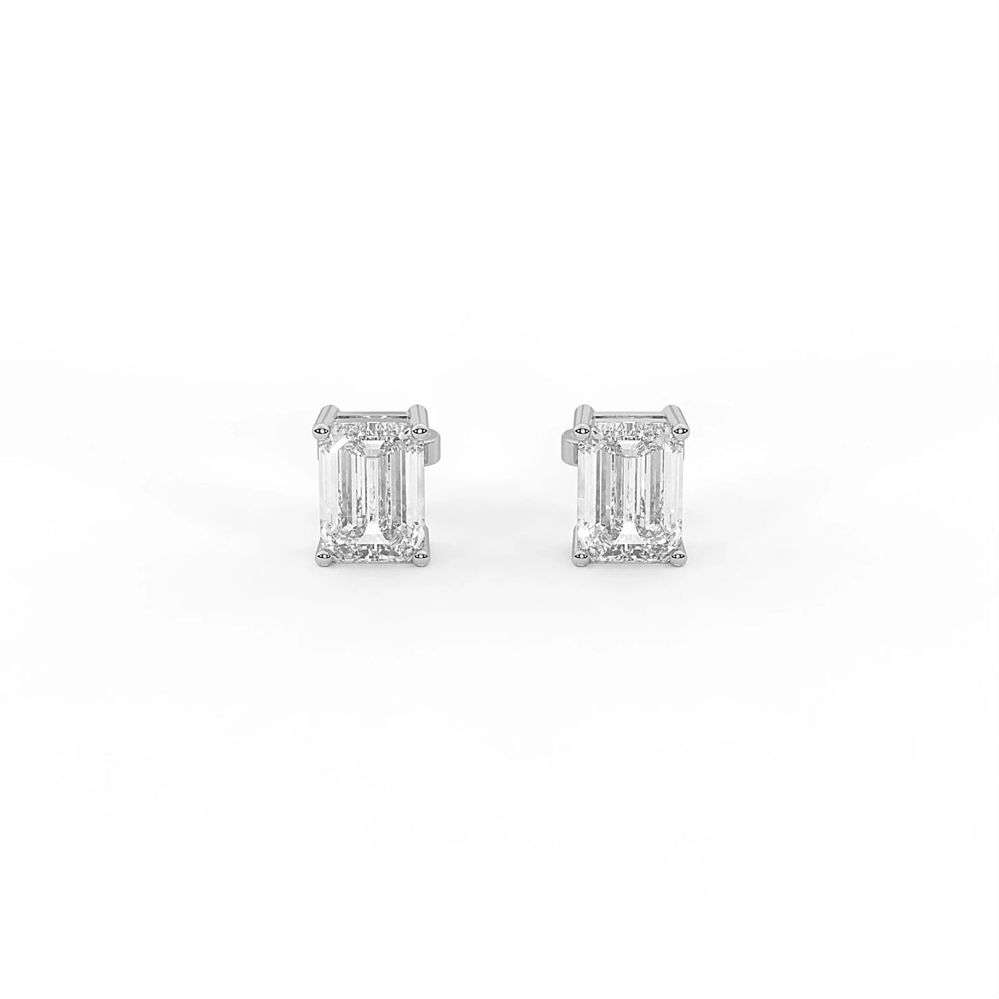 Regent 2 ct Emerald Moissanite Prong 925 Silver Stud Earrings