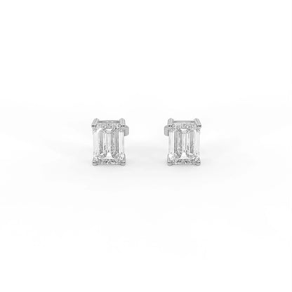 Regent 2 ct Emerald Moissanite Prong 925 Silver Stud Earrings