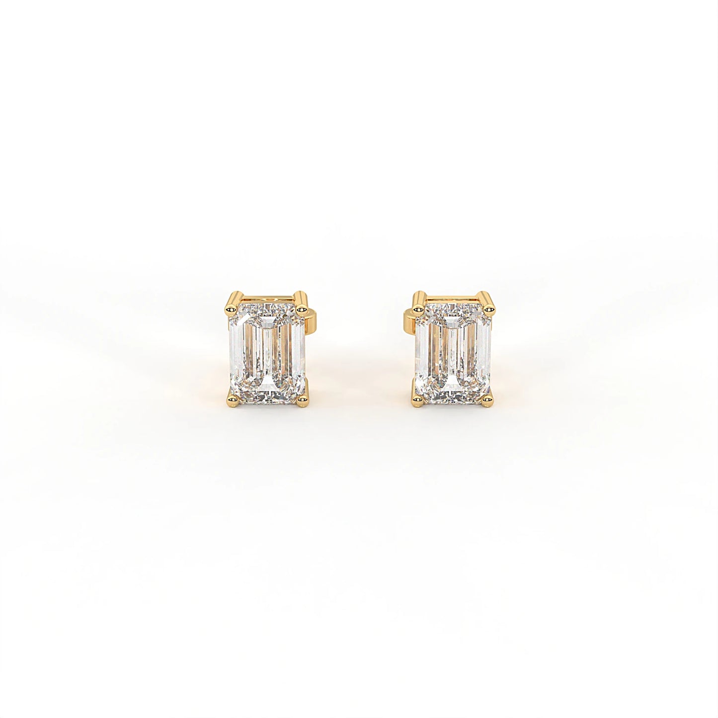 Regent 2 ct Emerald Moissanite Prong-Set 925 Silver Stud Earrings - Bold luxury statement.
