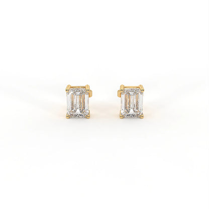 Regent 2 ct Emerald Moissanite Prong-Set 925 Silver Stud Earrings - Bold luxury statement.