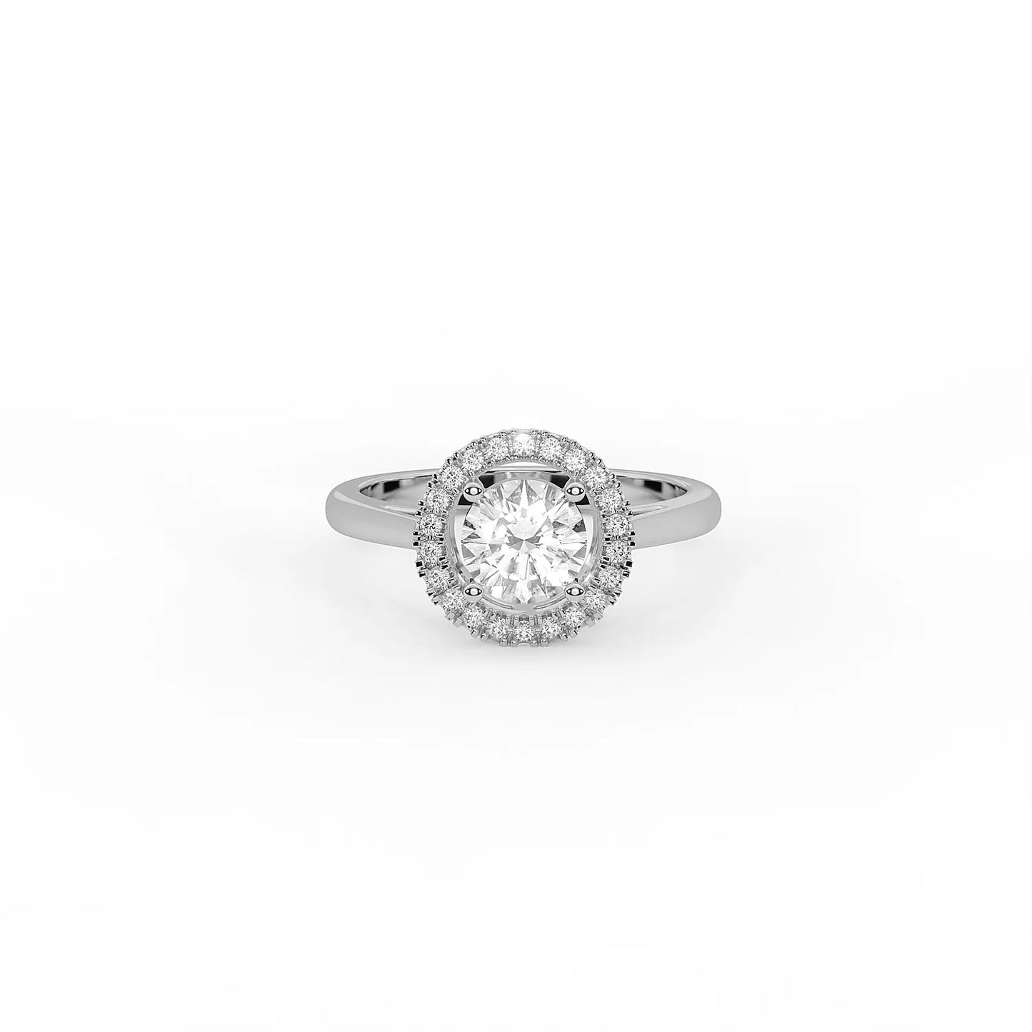 Selene 0.8 ct Floating Halo Round Moissanite 925 Silver Ring