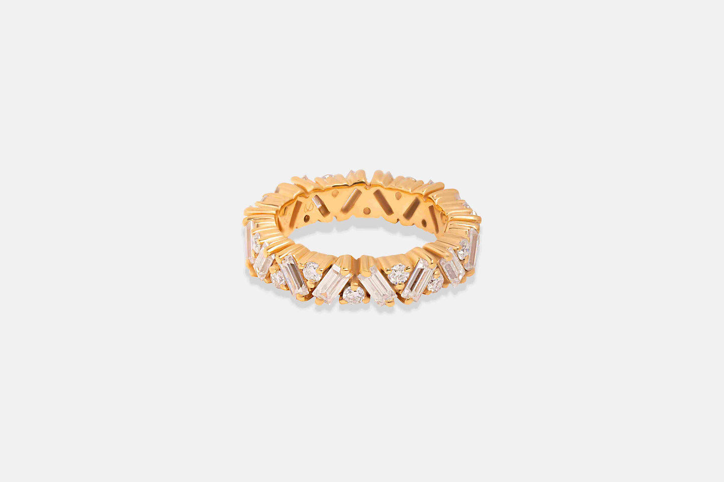 Seraphine 5.6ct baguette and round moissanite full eternity band in 925 silver — IGC certified, IDHANI India