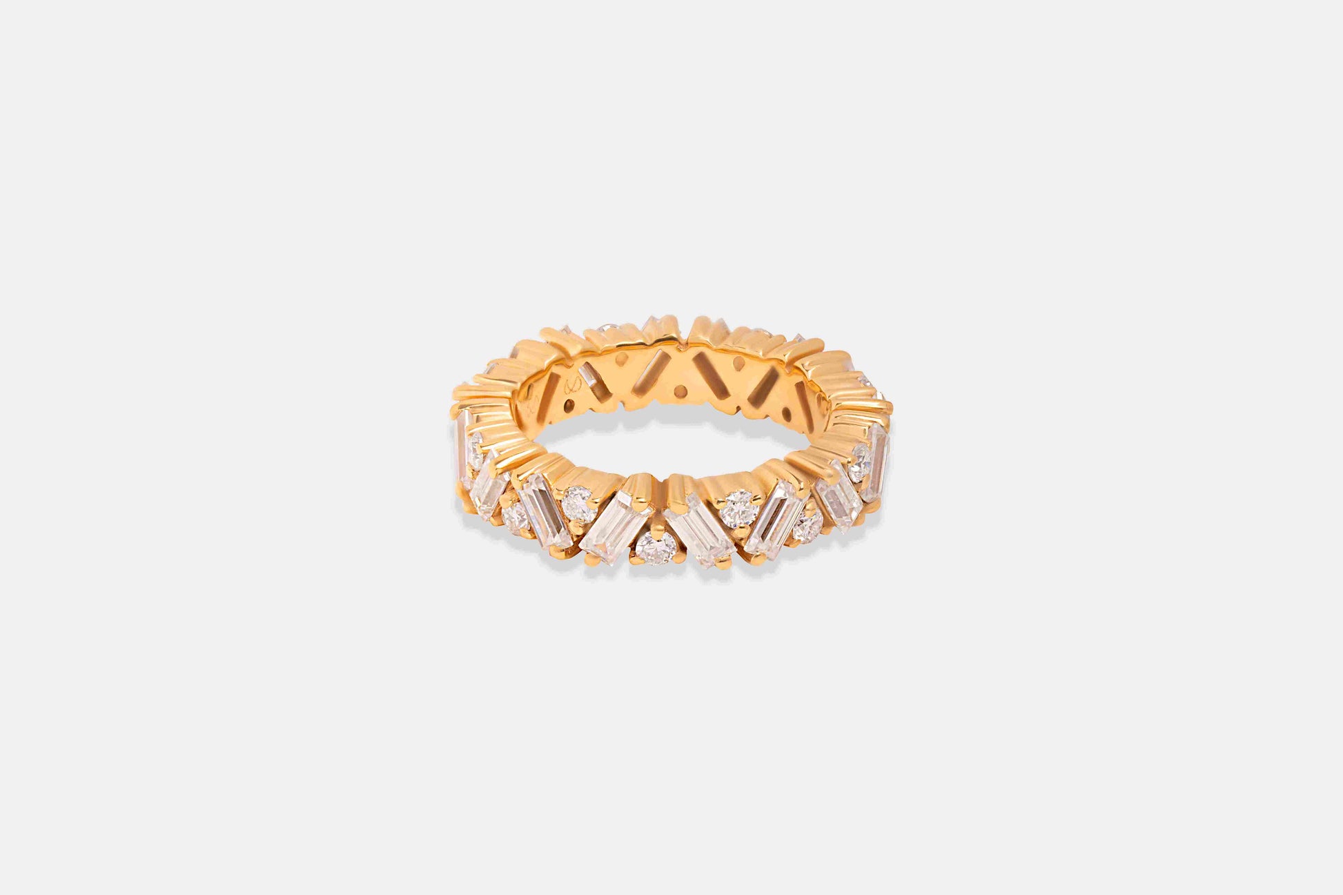 Seraphine 5.6ct baguette and round moissanite full eternity band in 925 silver — IGC certified, IDHANI India