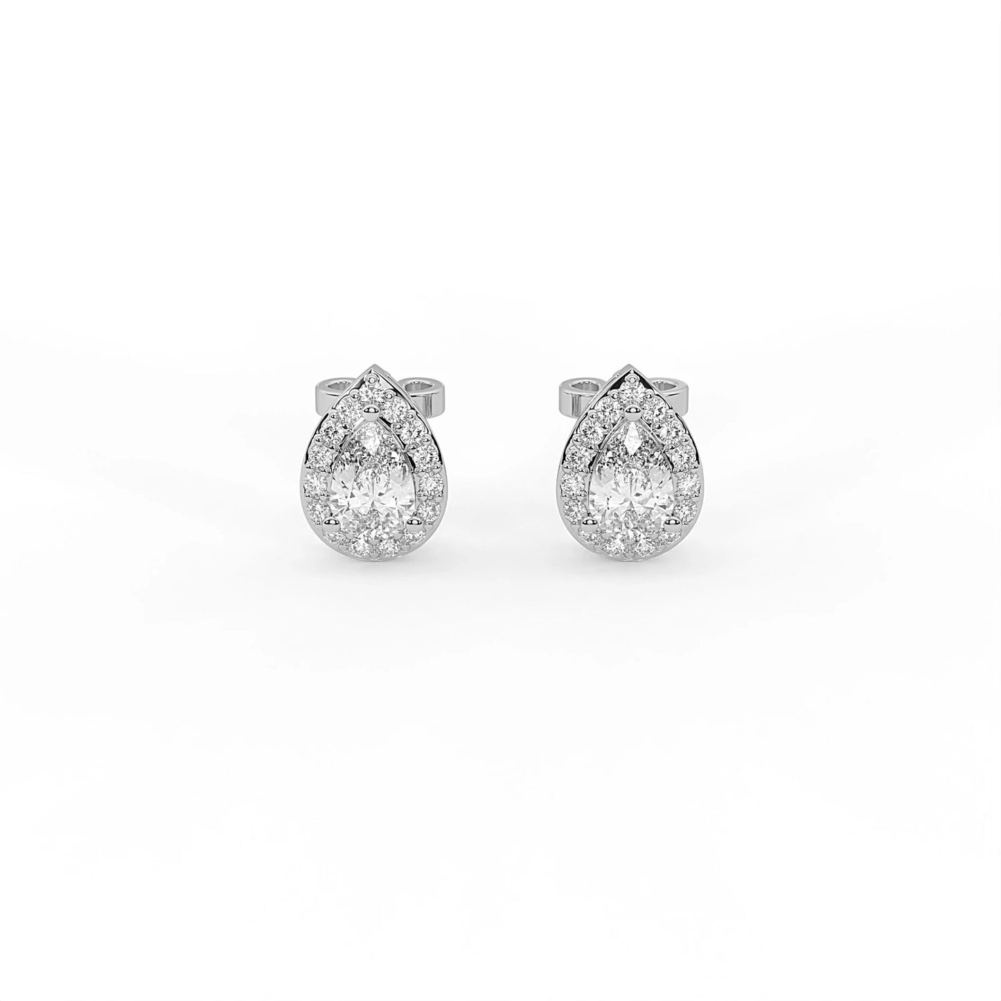 Serenity 2.1 ct Pear Moissanite Halo 925 Silver Stud Earrings