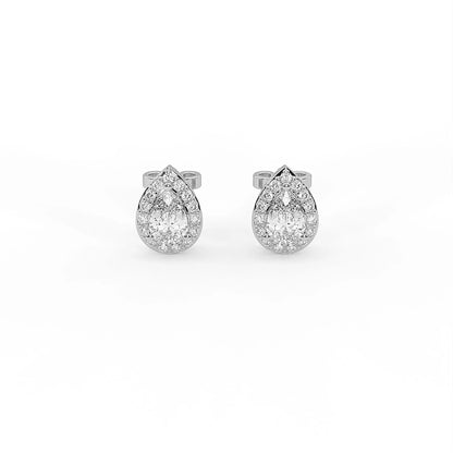 Serenity 2.1 ct Pear Moissanite Halo 925 Silver Stud Earrings