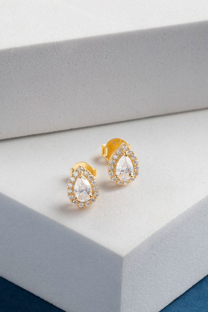 Serenity 2.1 ct Pear Moissanite Halo 925 Silver Stud Earrings