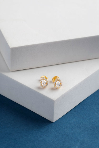 Serenity 2.1 ct Pear Moissanite Halo 925 Silver Stud Earrings
