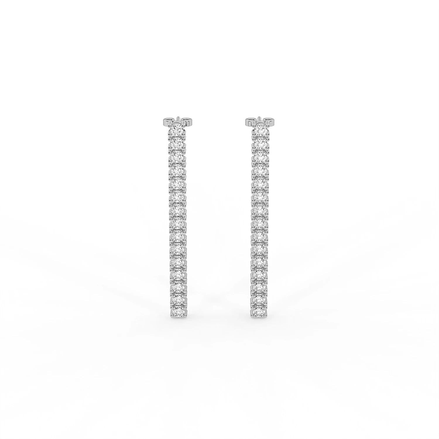 Idhani Moissanite Tennis Line Drop Earrings in 925 Silver featuring continuous signature rainbow fire.