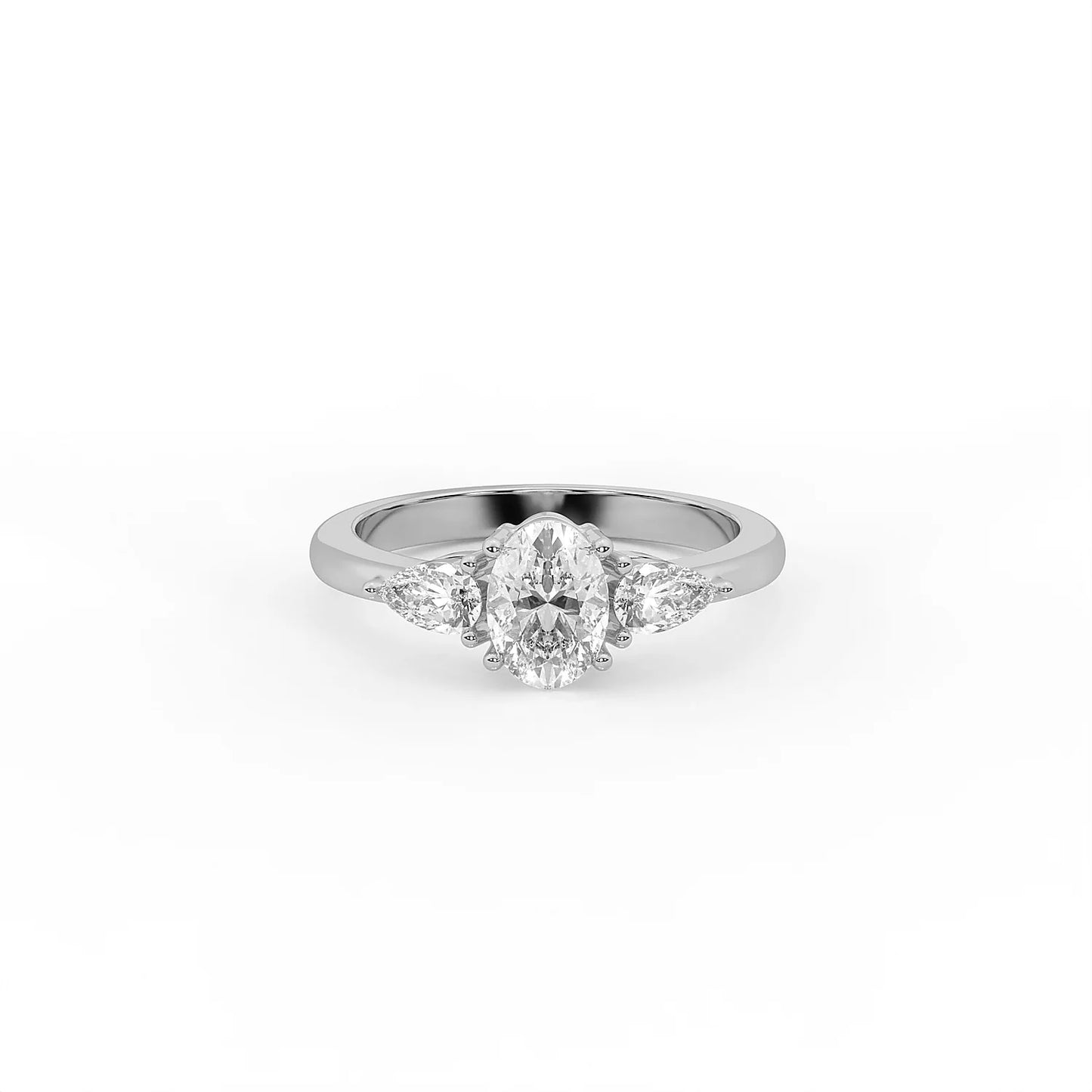 Trinity 0.8 ct Oval Bypass Moissanite 925 Silver Ring