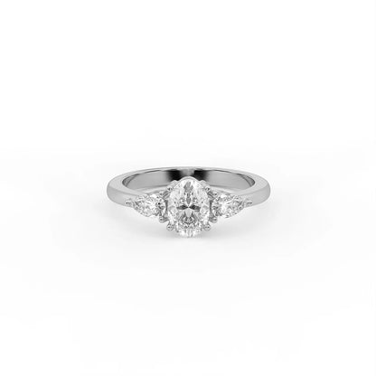 Trinity 0.8 ct Oval Bypass Moissanite 925 Silver Ring