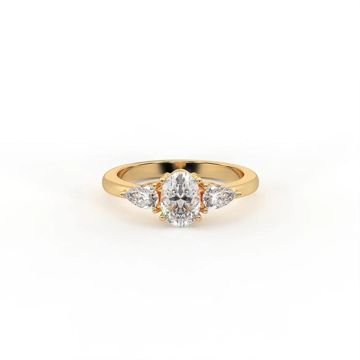 Trinity 0.8 ct Oval Bypass Moissanite 925 Silver Ring - Unique modern moissanite design.