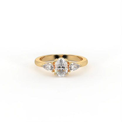 Trinity 0.8 ct Oval Bypass Moissanite 925 Silver Ring - Unique modern moissanite design.