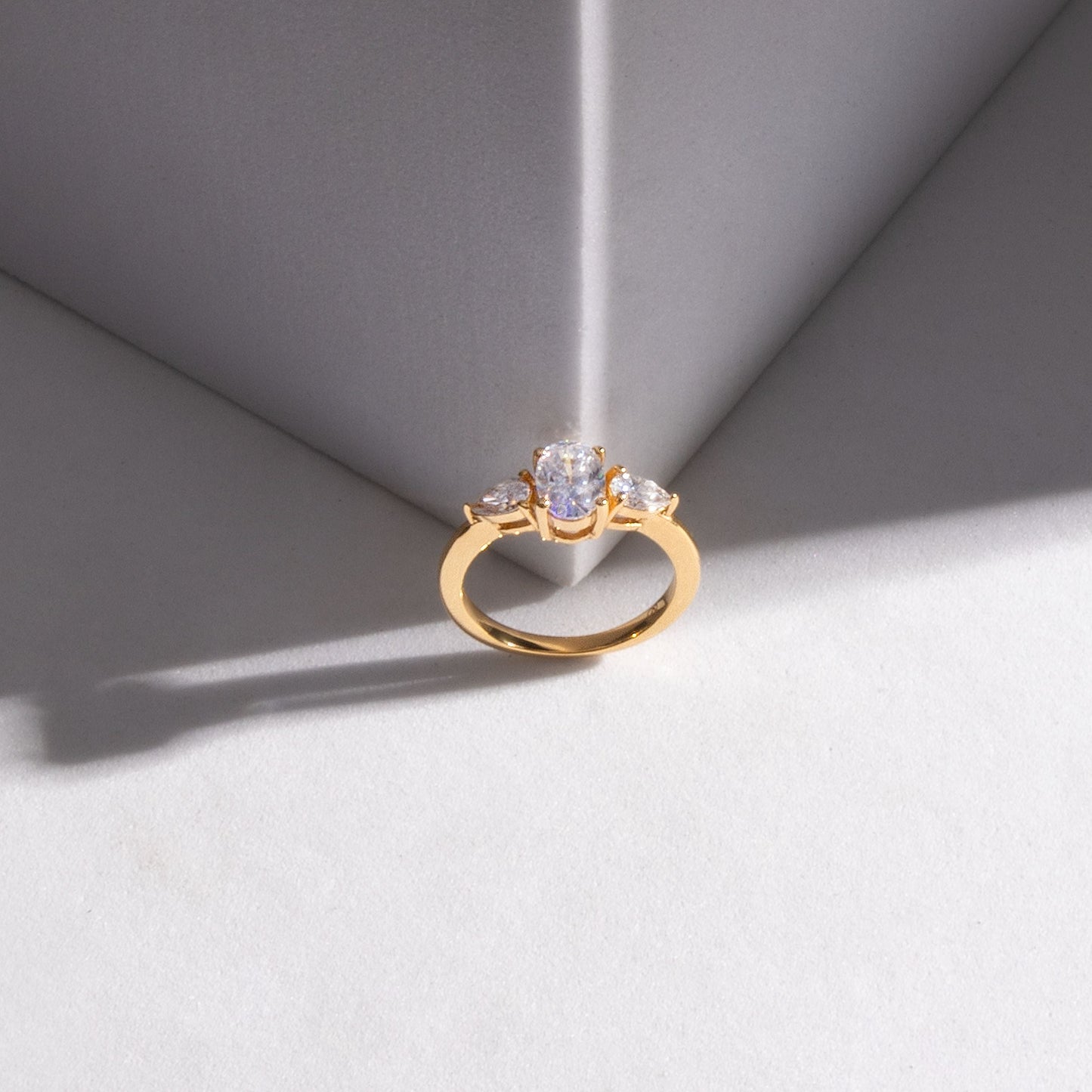 Trinity 0.8 ct Oval Bypass Moissanite 925 Silver Ring