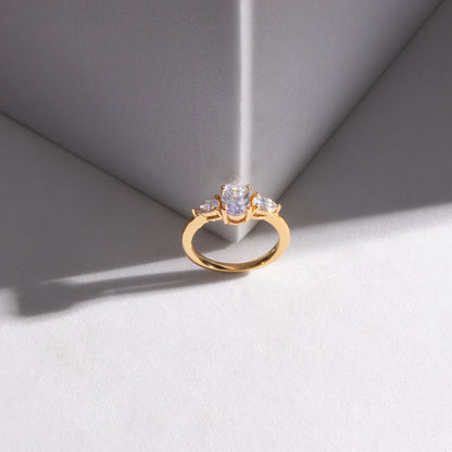 Trinity 0.8 ct Oval Bypass Moissanite 925 Silver Ring