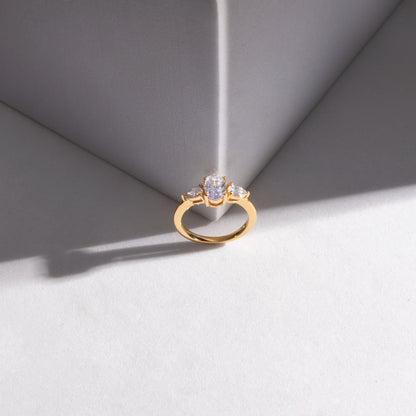 Trinity 0.8 ct Oval Bypass Moissanite 925 Silver Ring