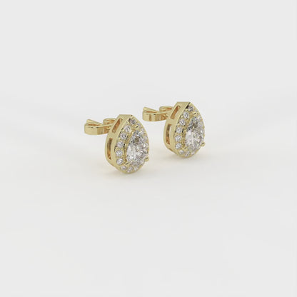 Serenity 2.1 ct Pear Moissanite Halo 925 Silver Stud Earrings