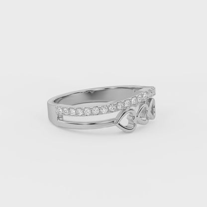 Cherish 0.18 ct Round Moissanite Pavé Triple Heart 925 Silver Ring