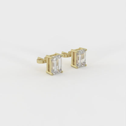 Regent 2 ct Emerald Moissanite Prong 925 Silver Stud Earrings