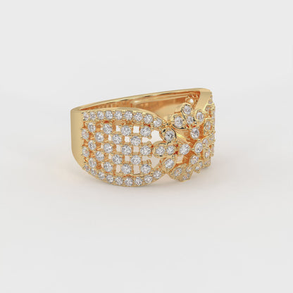 Valentina 0.85 ct Round Moissanite Pavé Dome 925 Silver Statement Ring