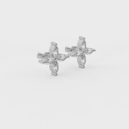 Bloom 1.6 ct Marquise Moissanite Prong 925 Silver Petal Stud Earrings