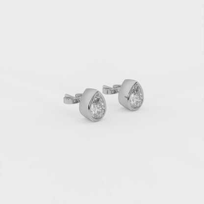 Flow Pear Bezel Studs