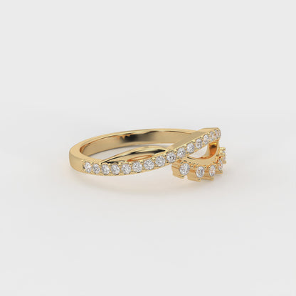 Cascade 0.26 ct Round Moissanite Pavé Fringe 925 Silver Ring