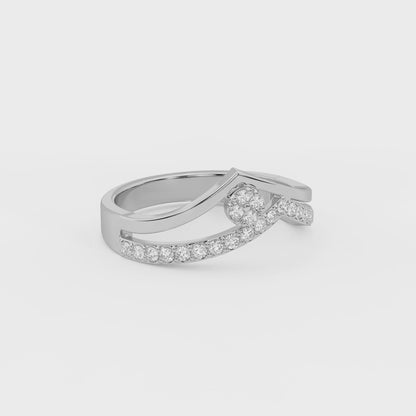 Meridian 0.25 ct Round Moissanite Pavé Crossover 925 Silver Ring