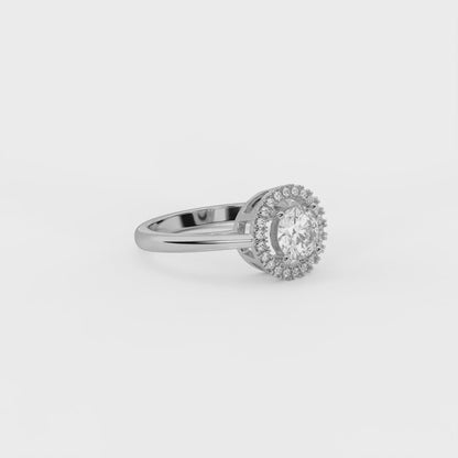 Selene 0.8 ct Floating Halo Round Moissanite 925 Silver Ring