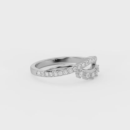Cascade 0.26 ct Round Moissanite Pavé Fringe 925 Silver Ring