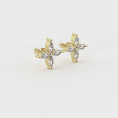 Bloom 1.6 ct Marquise Moissanite Prong 925 Silver Petal Stud Earrings