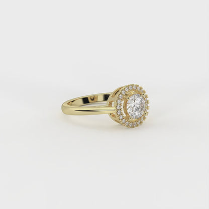 Selene 0.8 ct Floating Halo Round Moissanite 925 Silver Ring