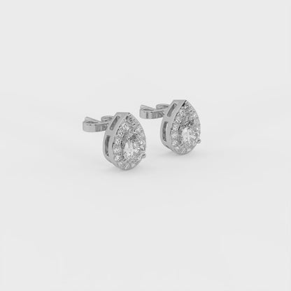 Serenity 2.1 ct Pear Moissanite Halo 925 Silver Stud Earrings