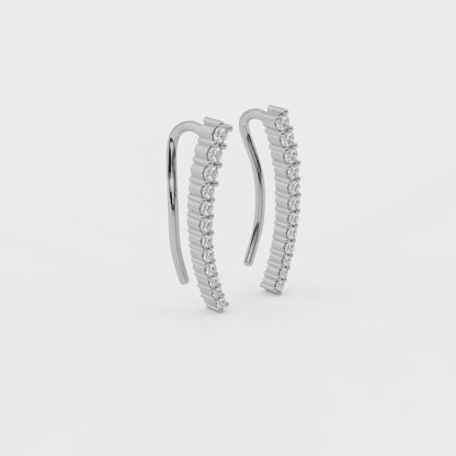 Glide 0.44 ct Round Moissanite Prong 925 Silver Ear Climbers