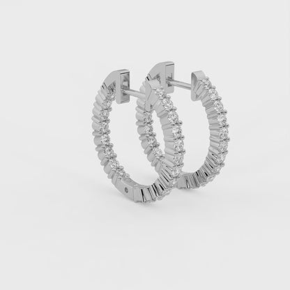 Dualshine 3.6 ct Round Moissanite 925 Silver Huggie Earrings