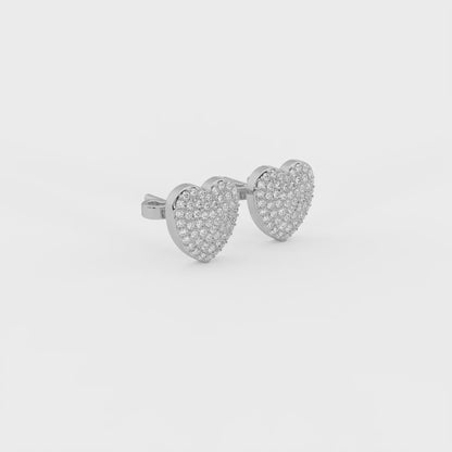 Amour 1.62 ct Round Moissanite Heart Cluster 925 Silver Stud Earrings