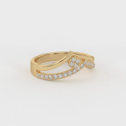 Meridian 0.25 ct Round Moissanite Pavé Crossover 925 Silver Ring