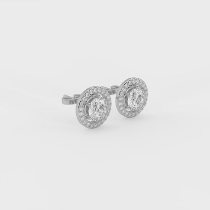 Celeste 2.4 ct Round Moissanite Floating Halo 925 Silver Stud Earrings