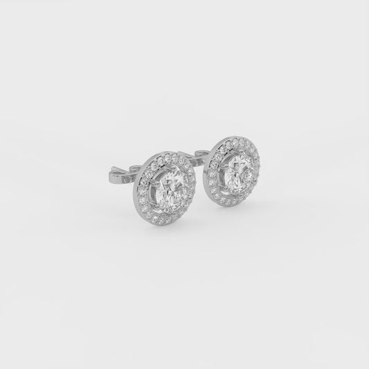 Celeste 2.4 ct Round Moissanite Floating Halo 925 Silver Stud Earrings