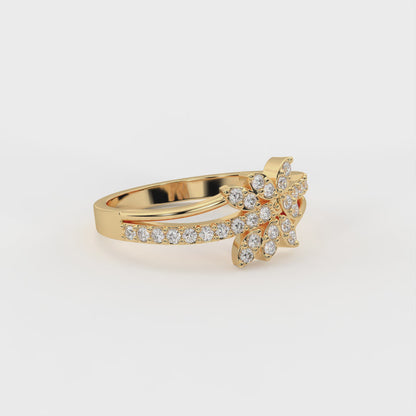 Iris 0.26 ct Round Moissanite Pavé Floral 925 Silver Ring