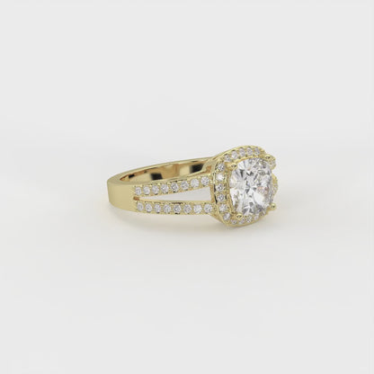 Amara 1.2 ct Cushion Halo Moissanite 925 Silver Ring