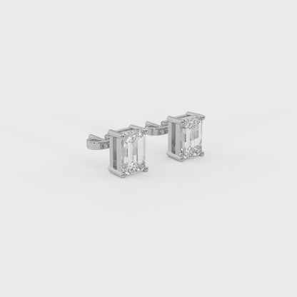 Regent 2 ct Emerald Moissanite Prong 925 Silver Stud Earrings