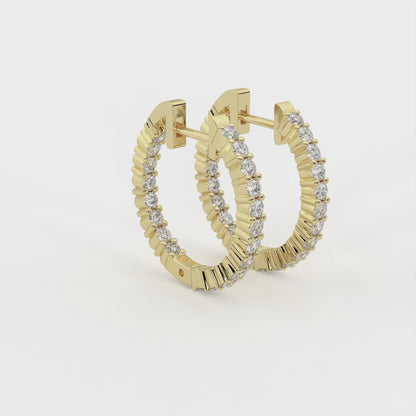 Dualshine 3.6 ct Round Moissanite 925 Silver Huggie Earrings